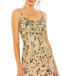 Floral Embellished Scoop Neck Evening Gown