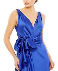 Sleeveless Overlay Train Detail Self Tie Draped Gown