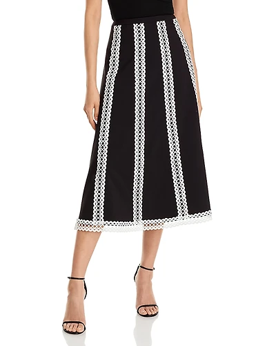 Misook Eyelet Trim A Line Skirt