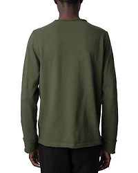 Monastir Cotton & Linen Logo Graphic Long Sleeve Henley