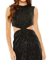 Sequin Twist Cut Out Open Back Gown
