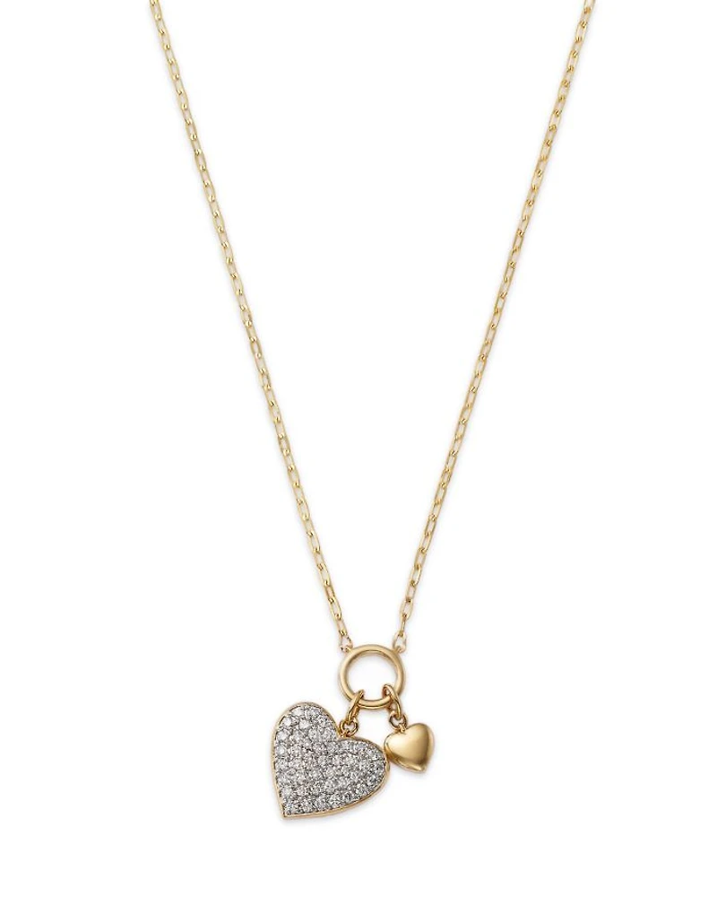 Diamond Heart Pendant Necklace in 14K Yellow Gold