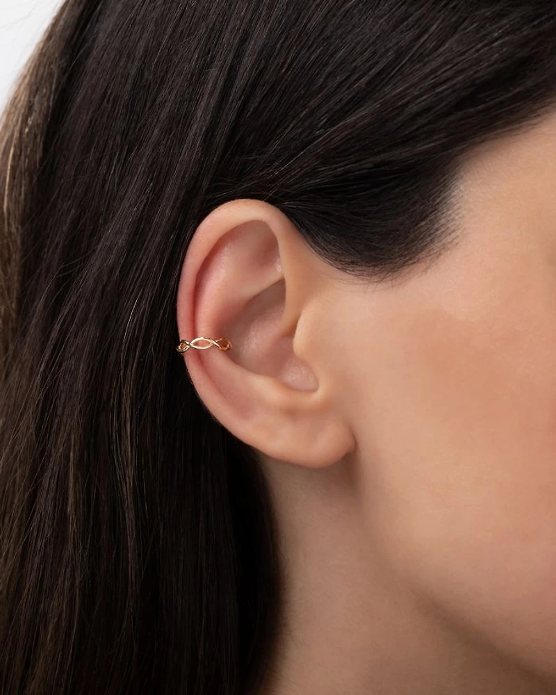 14K Yellow Gold Twist Style Single Ear Cuff