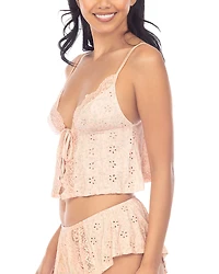 Honeydew Lace Trim Eyelet Open Tank