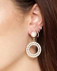 Mother May Crystal & Imitation Pearl Drop Earrings