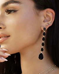 Crystallized Jet Crystal Linear Drop Earrings