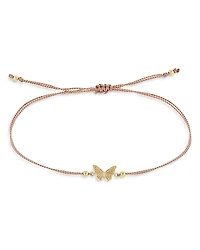 Zoe Chicco 14K Yellow Gold Midi Bitty Butterfly Light Pink Cord Bracelet