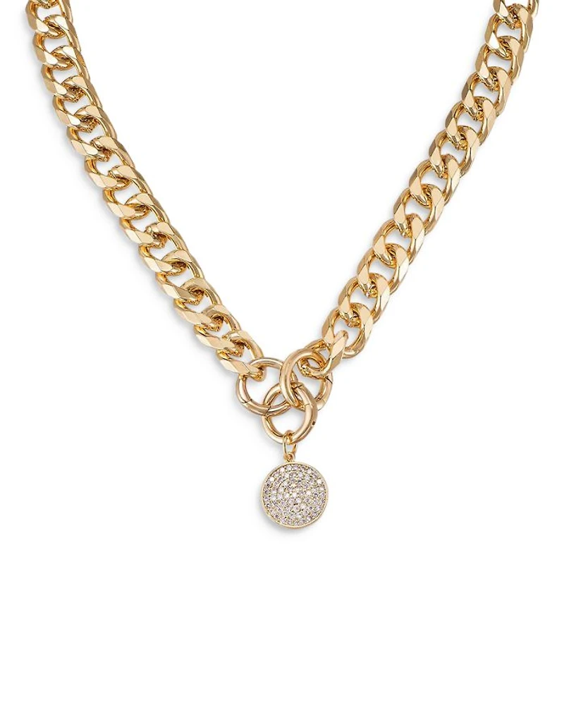 Crystal Disc Charm Chain Necklace, 18"