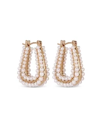 Imitation Pearl Tapered Hoop Earrings
