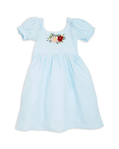 Fanm Mon Girls' Zenyo Floral Embroidered Linen Dress - Little Kid, Big Kid