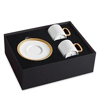 L'Objet Soie Tressee Gold Trim Espresso Cup & Saucer, Set of 2