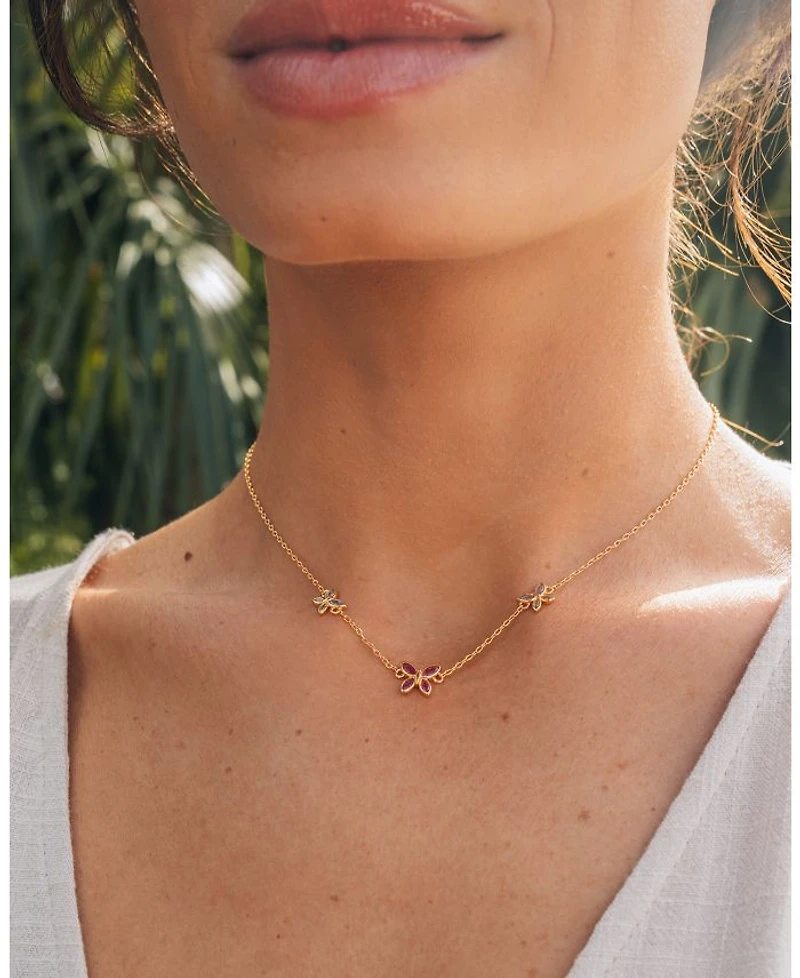 Caria Butterfly Necklace in 14K Gold Plated, 14"