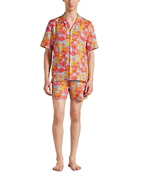 Charli Tahiti Flowers Print Linen Camp Shirt
