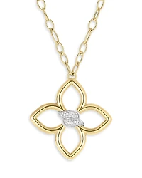 Roberto Coin 18K White & Yellow Gold Cialoma Diamond Openwork Flower Long Pendant Necklace, 33