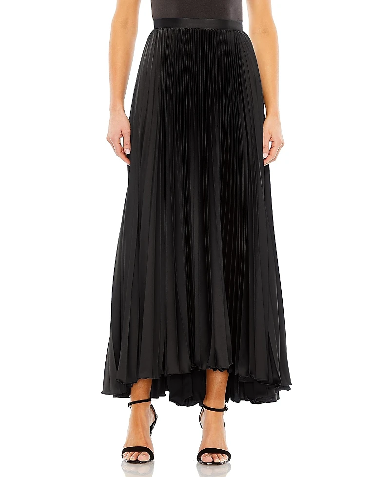 Mac Duggal Long Pleated Satin Evening Skirt
