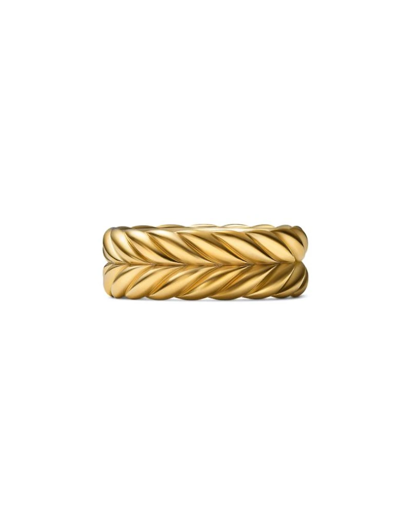 Men's 18K Yellow Gold Chevron Double Row Band