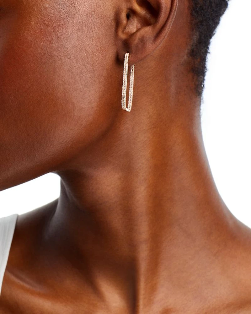 Diamond Pavé Large Rectangular Hoop Earrings in 14K Rose Gold, 1.0 tcw