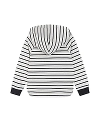 White Striped Knit Hoodie - Little Kid