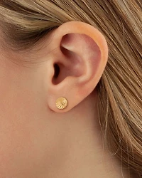 14K Yellow Gold Round Starburst Stud Earrings
