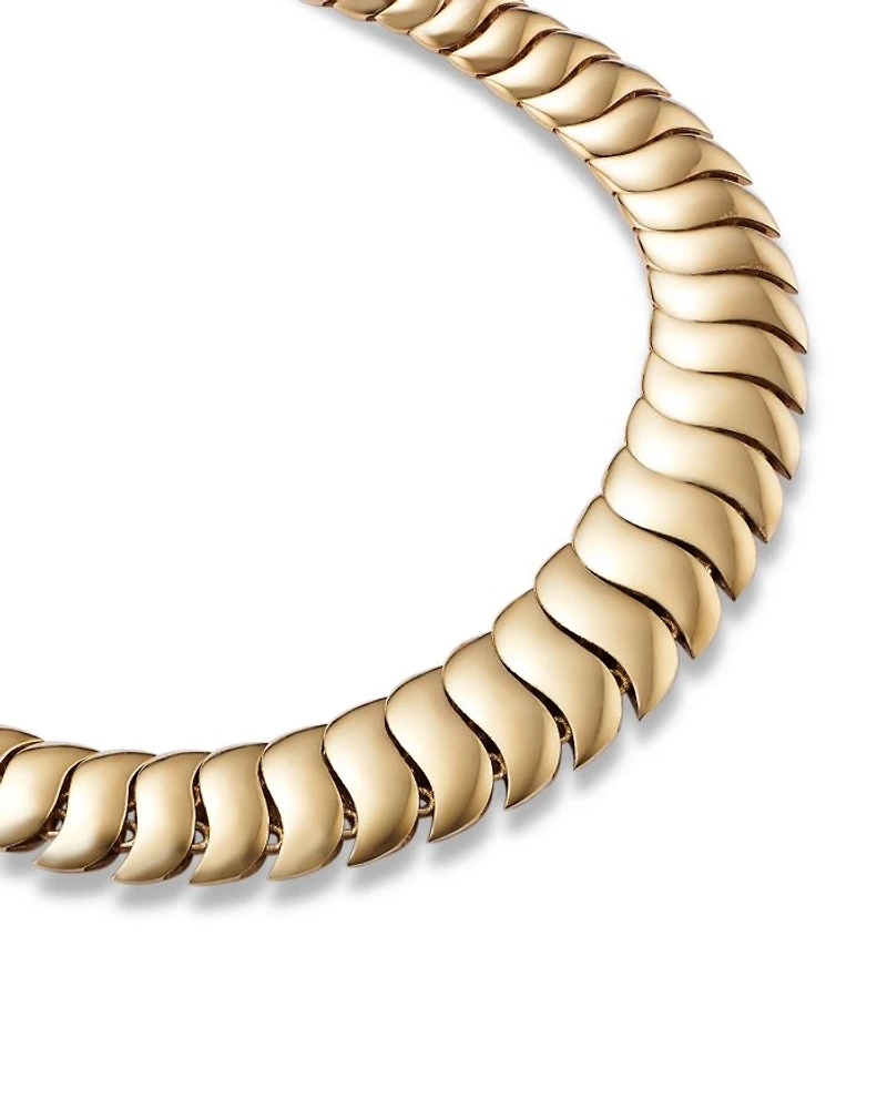 14K Yellow Gold Graduated Wavy Link Bracelet