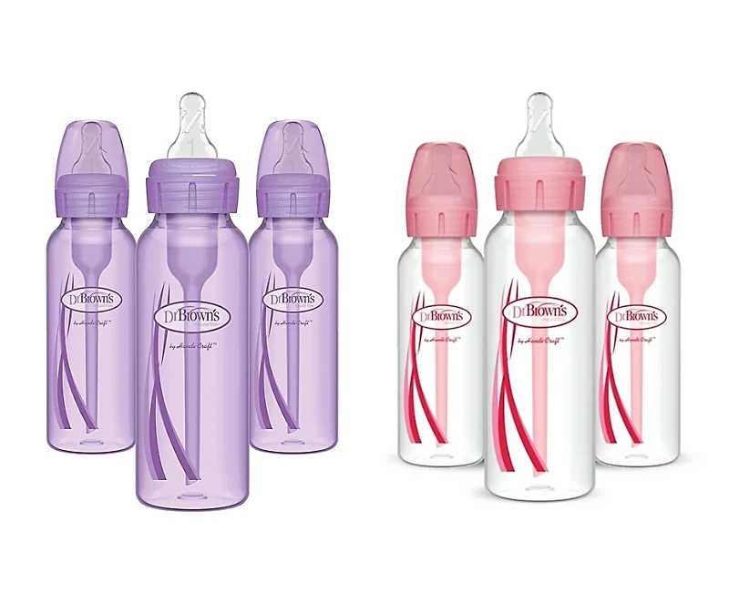 Dr. Brown's Dr. Browns Options + Natural Flow Anti-Colic Baby Bottles, 8oz, 6 Pack