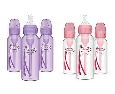 Dr. Brown's Dr. Browns Options + Natural Flow Anti-Colic Baby Bottles, 8oz, 6 Pack