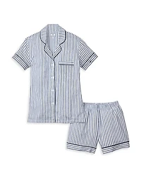 French Ticking Pima Pajama Shorts Set