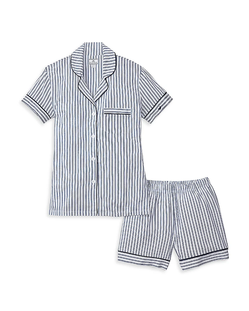 Petite Plume French Ticking Pima Pajama Shorts Set