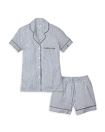Petite Plume French Ticking Pima Pajama Shorts Set