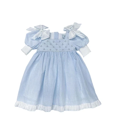 Petite Maison Kids Girls' Charlotte Baby Blue Linen Dress- Baby, Little Kid, Big Kid
