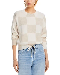 Check Pattern Brushed Cashmere Sweater - Exclusive