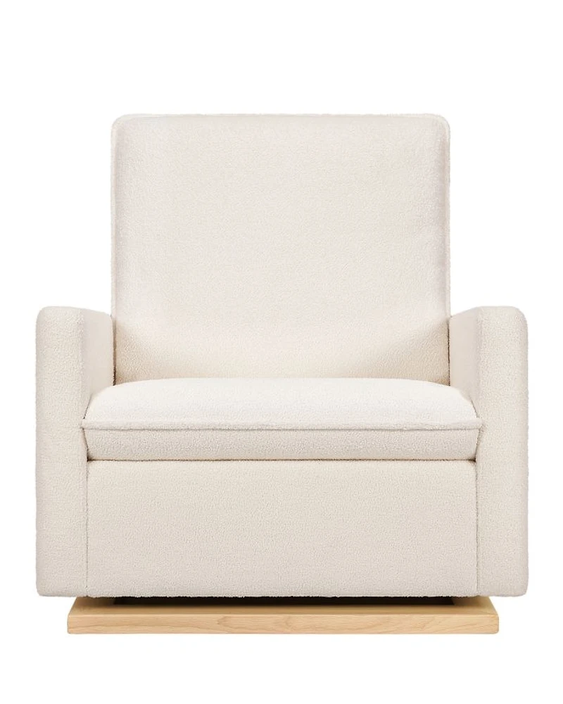 Cali Chantilly Fleece Pillowback Chair and a Half Glider With Light Wood Base