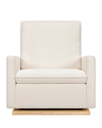 Cali Chantilly Fleece Pillowback Chair and a Half Glider With Light Wood Base