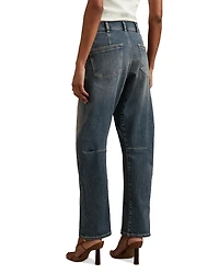 Mahni High Rise Barrel Leg Jeans Mid Blue