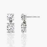 Signature Drop Earring in 14K White Gold, 1.5ctw Round Brilliant & Oval Lab Grown Diamonds