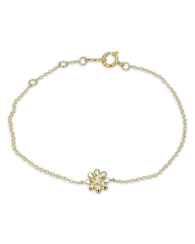 14K Yellow Gold Mini Daisy Diamond Bracelet, 0.01 tcw