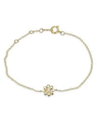 14K Yellow Gold Mini Daisy Diamond Bracelet, 0.01 tcw