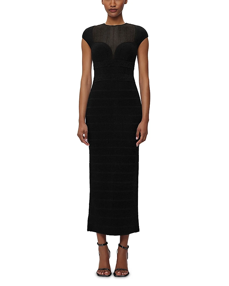 Herve Leger Textured Sheer Bustier Gown