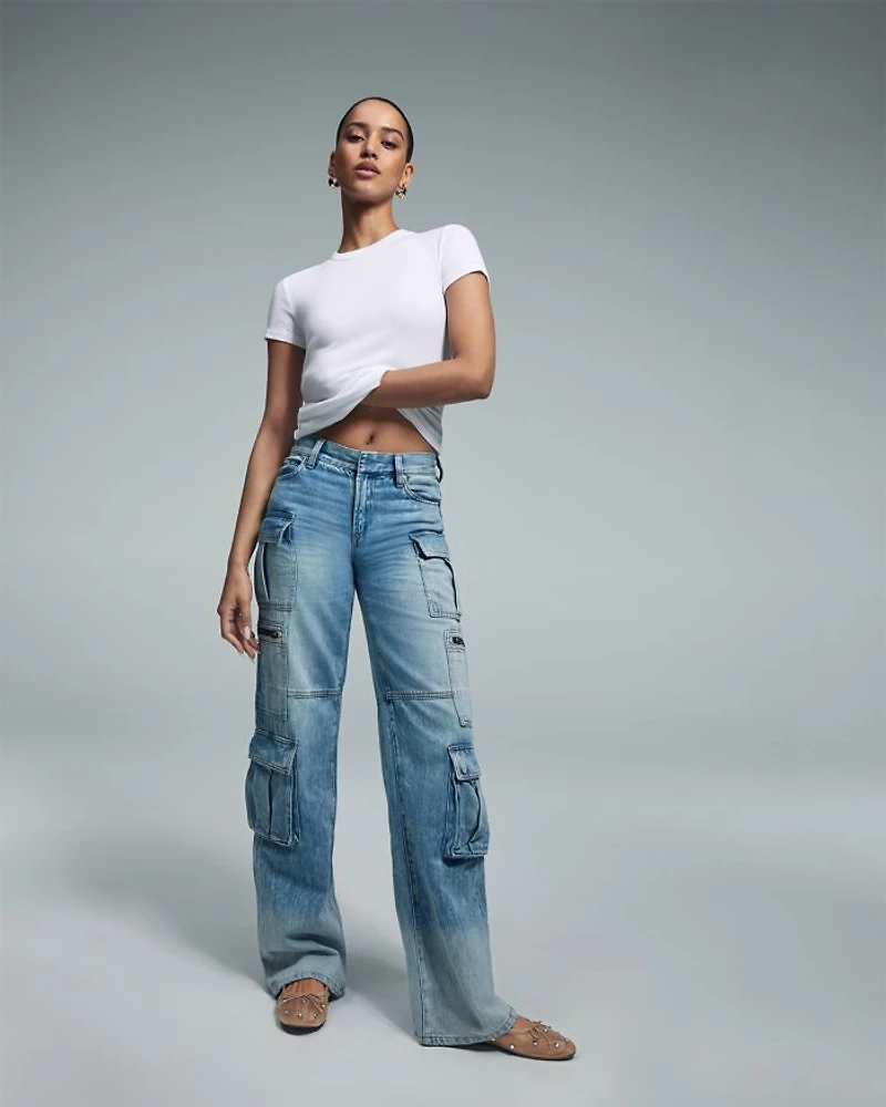 Breslin Denim Corset Top & Cay Baggy Cargo Jeans