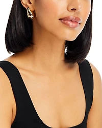 Scattered Diamond Puffy Earrings in 14K Yellow Gold, 1.0 tcw