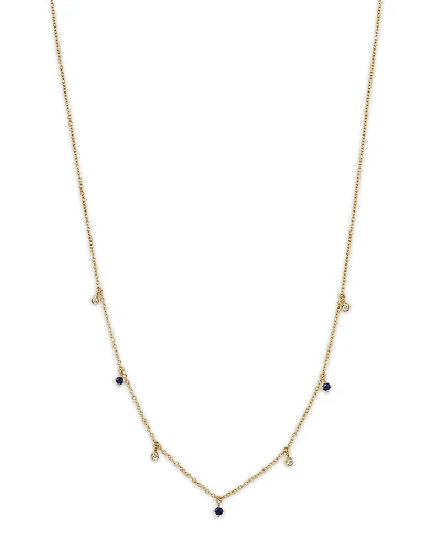 Zoe Chicco 14K Yellow Gold Dangling Station Blue Sapphire & Diamond Necklace, 14