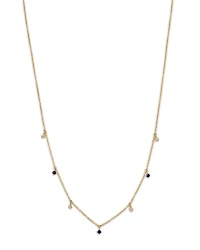 Zoe Chicco 14K Yellow Gold Dangling Station Blue Sapphire & Diamond Necklace, 14