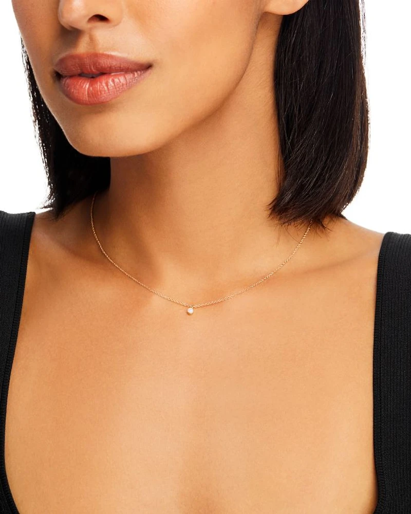 14K Yellow Gold Opal Drop Choker Necklace, 14"