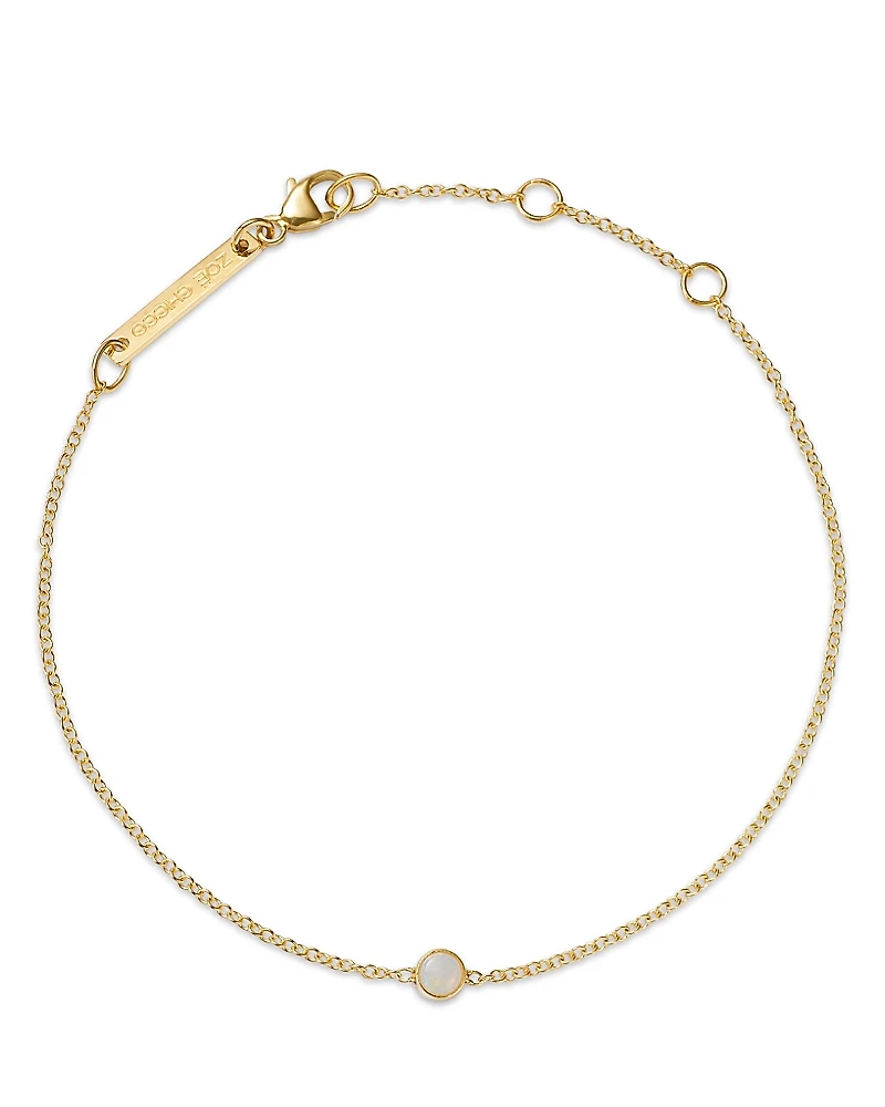 Zoe Chicco 14K Yellow Gold Opal Bezel Fine Link Chain Bracelet