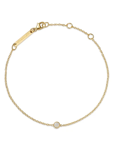 Zoe Chicco 14K Yellow Gold Opal Bezel Fine Link Chain Bracelet