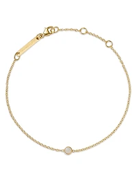 Zoe Chicco 14K Yellow Gold Opal Bezel Fine Link Chain Bracelet