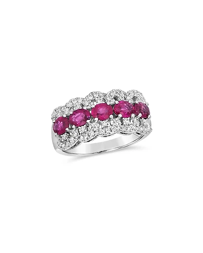 Bloomingdale's Fine Collection Ruby & Diamond Triple Row Ring