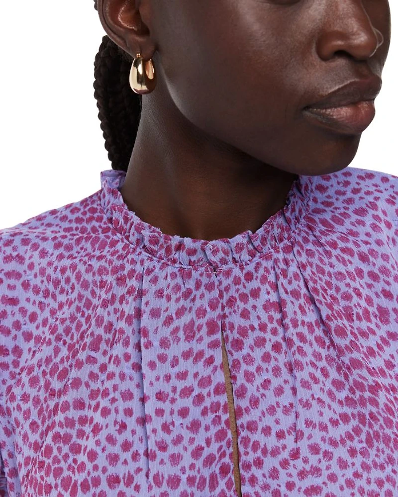 Sketched Cheetah Frill Sleeve Top