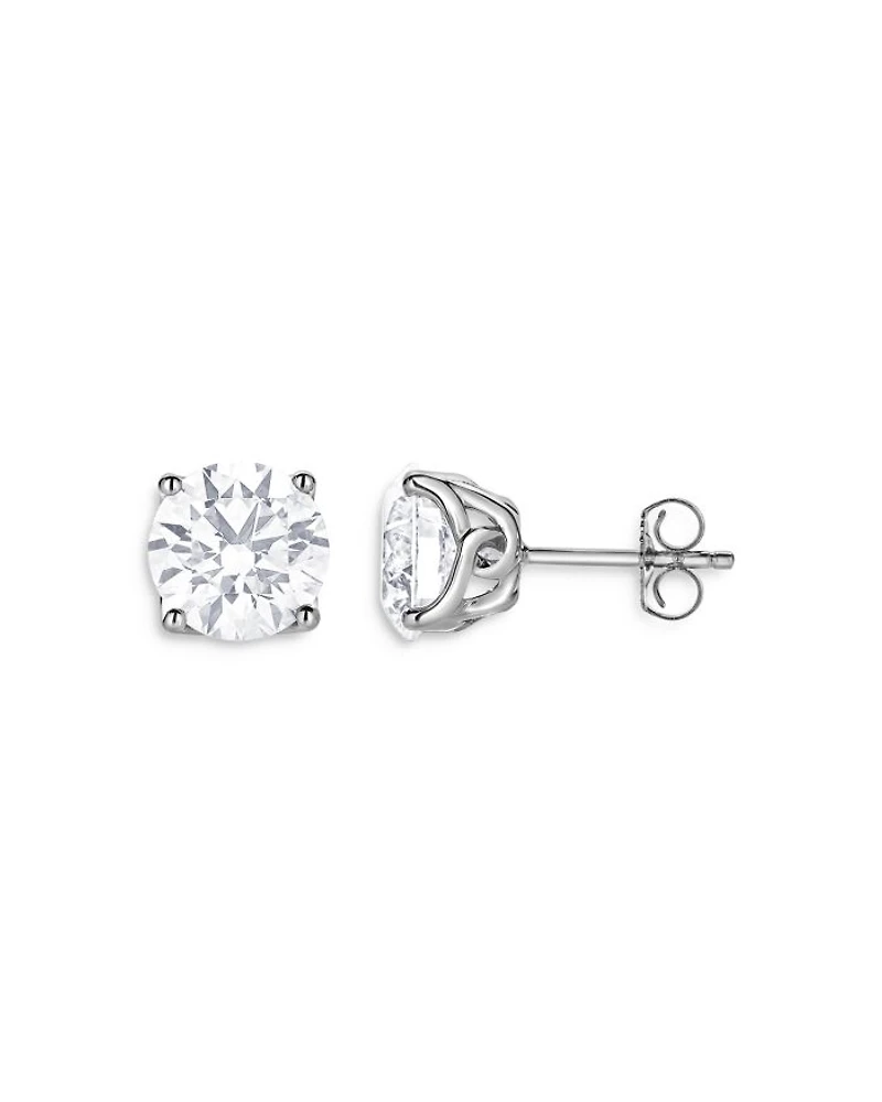 Certified Lab Grown Diamond Stud Earrings 18K White Gold