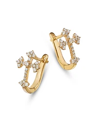 Diamond Cross Hoop Earrings in 14K Yellow Gold, 0.25 tcw